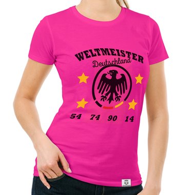 Damen T-Shirt - Weltmeister Deutschland 54 74 90 14 gelb-schwarz XXL