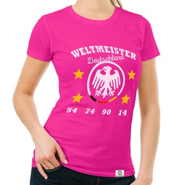Damen T-Shirt - Weltmeister Deutschland 54 74 90 14 gelb-schwarz XXL