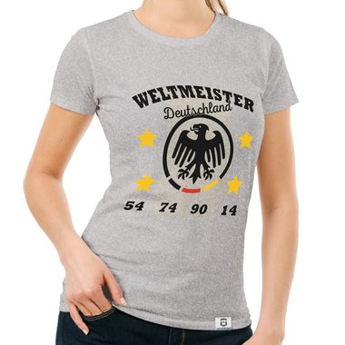 Damen T-Shirt - Weltmeister Deutschland 54 74 90 14 gelb-schwarz XXL