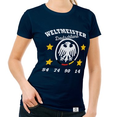 Damen T-Shirt - Weltmeister Deutschland 54 74 90 14 gelb-schwarz XXL