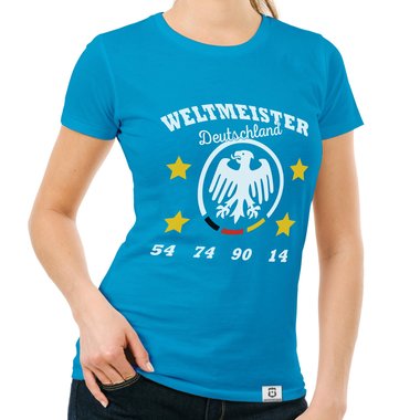 Damen T-Shirt - Weltmeister Deutschland 54 74 90 14 gelb-schwarz XXL