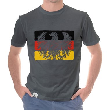 Herren T-Shirt - Fuball WM EM Bundesadler Deutschland Flagge dunkelgrau S