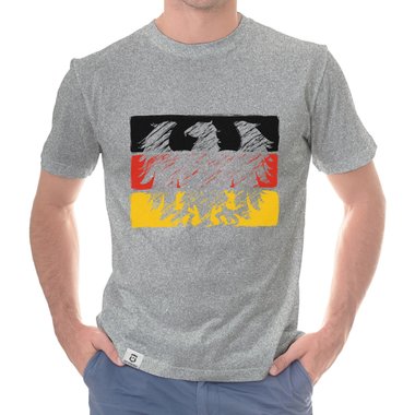 Herren T-Shirt - Fu�ball WM EM Bundesadler Deutschland Flagge weiss 5XL