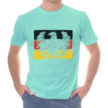 Herren T-Shirt - Fu�ball WM EM Bundesadler Deutschland Flagge weiss 5XL