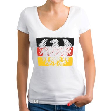 Damen T-Shirt V-Neck - WM EM Bundesadler Deutschland