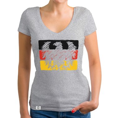 Damen T-Shirt V-Neck - WM EM Bundesadler Deutschland