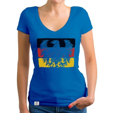 Damen T-Shirt V-Neck - WM EM Bundesadler Deutschland