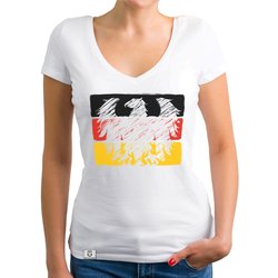 Damen T-Shirt V-Neck - WM EM Bundesadler Deutschland