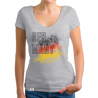 Damen T-Shirt V-Neck - WM - Germany Farbkleckse