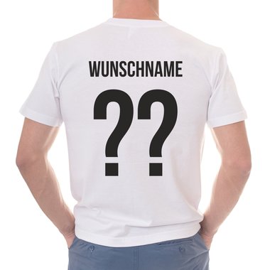 Herren T-Shirt - Deutschland - Flaggenlinien mit Wunschnamen und Wunschnummer weiss-schwarz 5XL