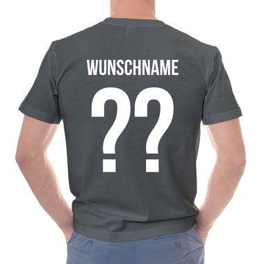 Herren T-Shirt - Deutschland - Flaggenlinien mit Wunschnamen und Wunschnummer weiss-schwarz 5XL