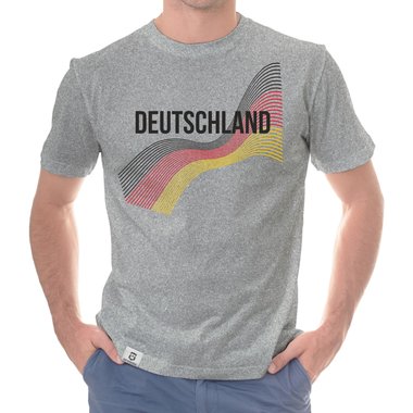 Herren T-Shirt - Deutschland - Flaggenlinien mit Wunschnamen und Wunschnummer weiss-schwarz 5XL