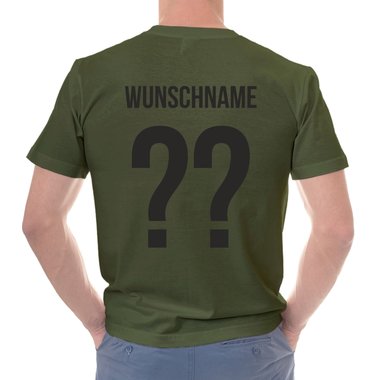 Herren T-Shirt - Deutschland - Flaggenlinien mit Wunschnamen und Wunschnummer weiss-schwarz 5XL