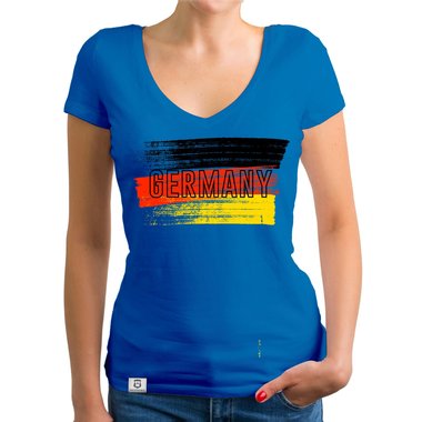 Damen T-Shirt V-Neck - WM EM - Germany Flagge