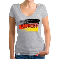 Damen T-Shirt V-Neck - WM EM - Germany Flagge