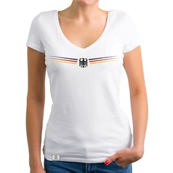 Damen Fußball T-Shirt V-Neck mit Wunschnummer und...