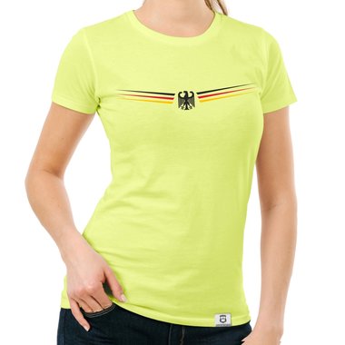 Damen T-Shirt - Deutschland Shirt mit Wunschnamen und Wunschnummer limon-schwarz S