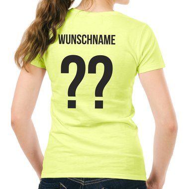 Damen T-Shirt - Deutschland Shirt mit Wunschnamen und Wunschnummer limon-schwarz S