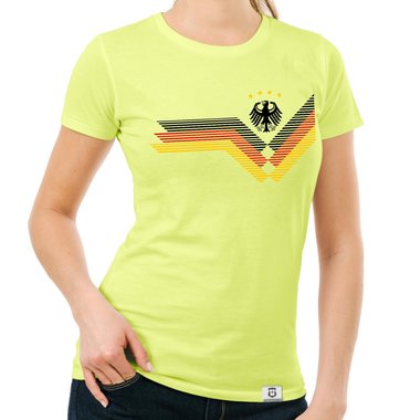 Damen T-Shirt - Deutschland Fuball WM EM dunkelblau-weiss S