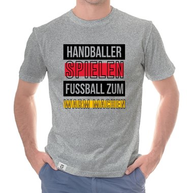 Herren T-Shirt - Handballer spielen Fuball zum Warmmachen