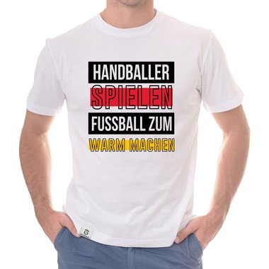 Herren T-Shirt - Handballer spielen Fuball zum Warmmachen