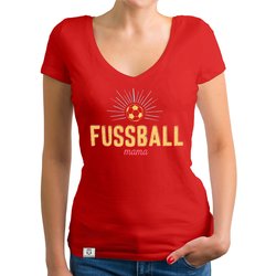 Damen T-Shirt V-Neck - Fußball Mama