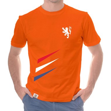 Herren T-Shirt - Niederlande - mit Wunschnummer und Wunschnamen  orange-weiss S