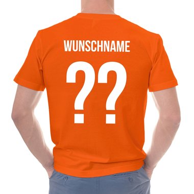 Herren T-Shirt - Niederlande - mit Wunschnummer und Wunschnamen  orange-weiss S