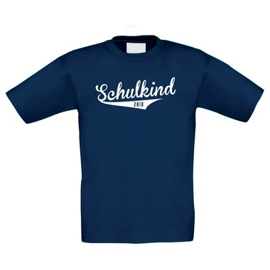 Kinder T-Shirt zur Einschulung - Schulkind 2018 dunkelblau-weiss 152-164