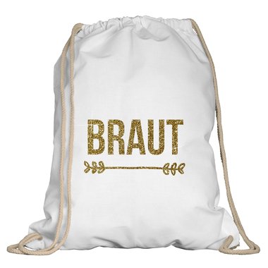 JGA Turnbeutel - Braut dunkelblau-goldglitzer