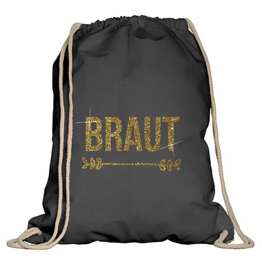 JGA Turnbeutel - Braut dunkelblau-goldglitzer