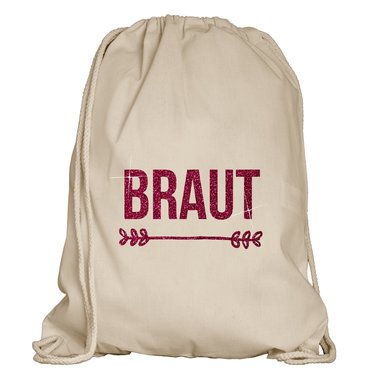 JGA Turnbeutel - Braut weiss-schwarzglitzer