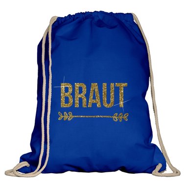 JGA Turnbeutel - Braut weiss-schwarzglitzer