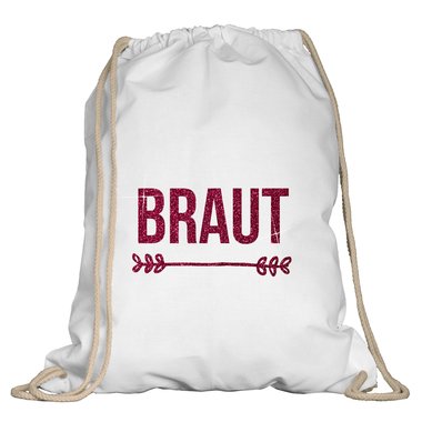 JGA Turnbeutel - Braut weiss-schwarzglitzer