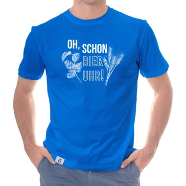 Herren T-Shirt - Oh, schon Bier Uhr! dunkelblau-weiss S