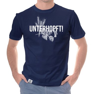 Herren T-Shirt - Unterhopft! dunkelblau-weiss S