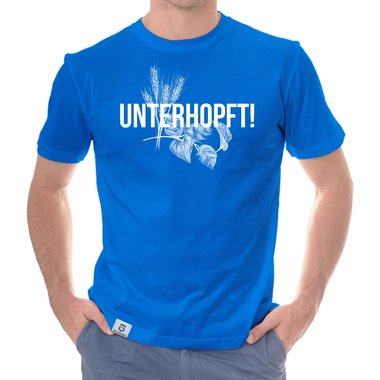 Herren T-Shirt - Unterhopft! dunkelblau-weiss S