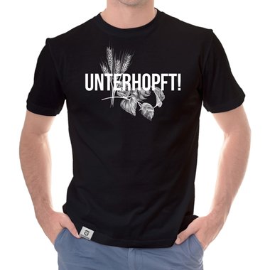 Herren T-Shirt - Unterhopft! schwarz-weiss 5XL