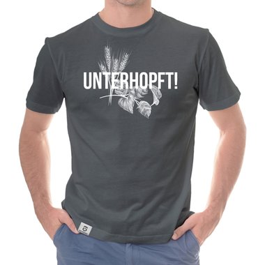 Herren T-Shirt - Unterhopft! schwarz-weiss 5XL