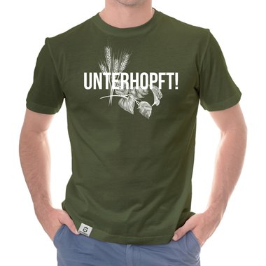 Herren T-Shirt - Unterhopft! schwarz-weiss 5XL