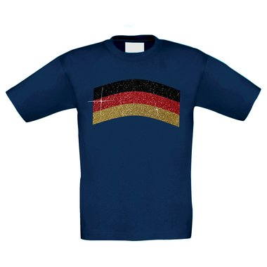 Kinder T-Shirt - Deutschland - Glitzer weiss-schwarzglitzer 152-164