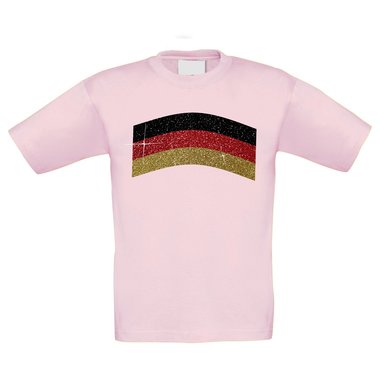 Kinder T-Shirt - Deutschland - Glitzer weiss-schwarzglitzer 152-164