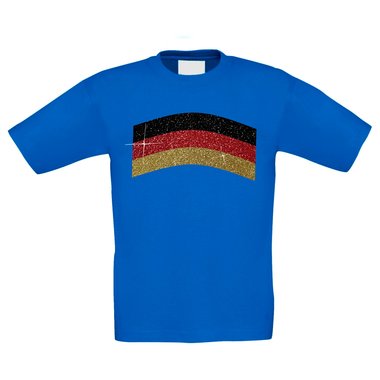 Kinder T-Shirt - Deutschland - Glitzer weiss-schwarzglitzer 152-164