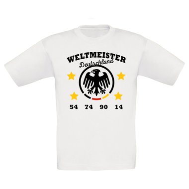 Kinder T-Shirt - Fuball Weltmeister weiss-schwarz 152-164