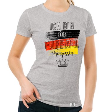 Damen T-Shirt - Ich bin eine Fu�ball Prinzessin hellgrau-schwarz S