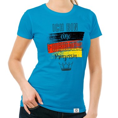 Damen T-Shirt - Ich bin eine Fu�ball Prinzessin hellgrau-schwarz S