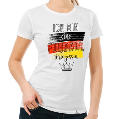 Damen T-Shirt - Ich bin eine Fu�ball Prinzessin hellgrau-schwarz S