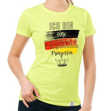 Damen T-Shirt - Ich bin eine Fu�ball Prinzessin hellgrau-schwarz S