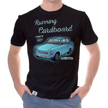 Herren T-Shirt - Running Cardboard - since 1957 schwarz-hellblau S