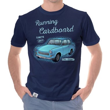 Herren T-Shirt - Running Cardboard - since 1957 schwarz-hellblau S